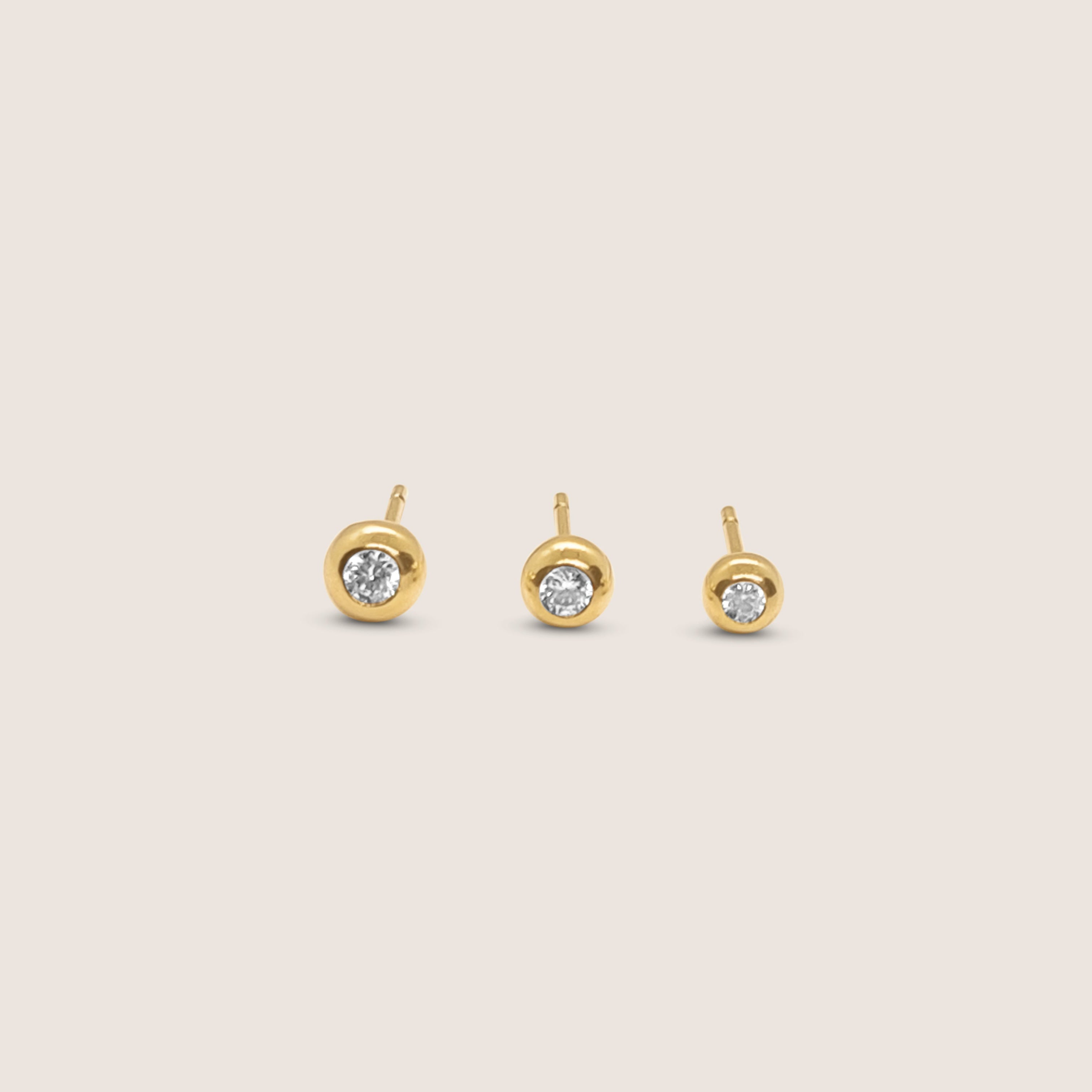 Bezel Trio Stud Earrings