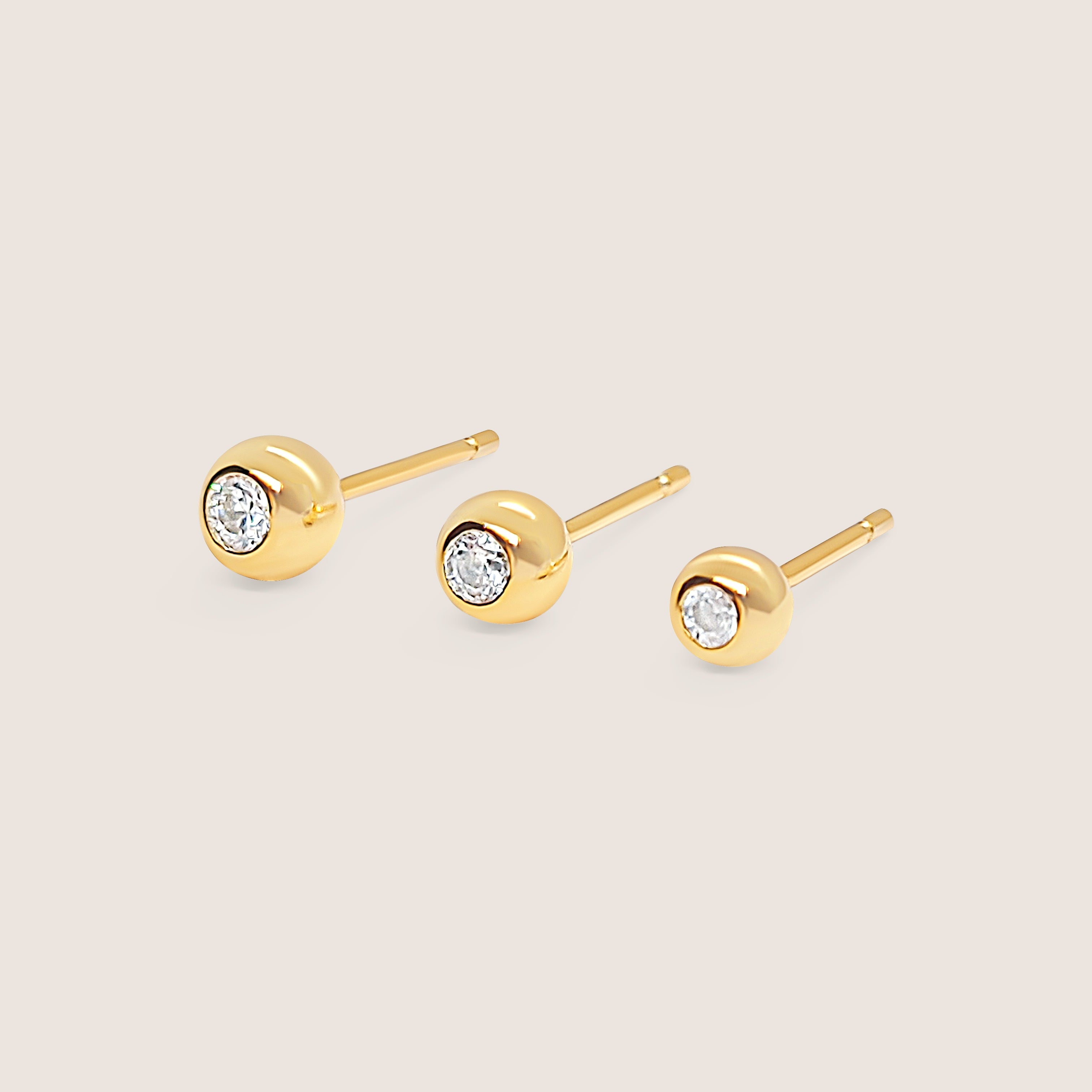 Bezel Trio Stud Earrings